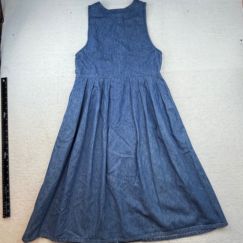 Koret City Blues Petites Blue Denim Button Front Jumper Dress S Y2K 90s prairie - Picture 6 of 10